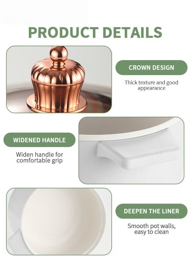 الوعاء الساخن الكهربائي,1.5L طلاء السيراميك غير اللاصق مطبخ رامين,مطبخ سفر صغير محمول مع وظيفة تأخير الوقت 3-6H,6H الحفاظ على الدافئة,وعاء كهربائي متعدد الوظائف لحساء عصيرة الأرز بخار,أبيض - Image 4